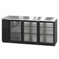 Hoshizaki America Refrigerator, Three Section, Black Vinyl Back Bar Back Bar, Glass Doors,  BB80-G